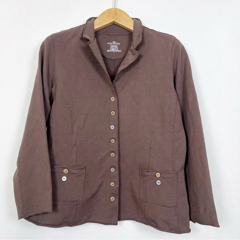 White‎ Lotus Women’s Brown Cotton Boho Button Up Blazer Jacket Size Large
